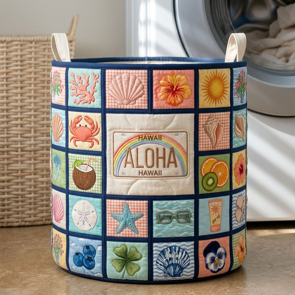 Ocean Creatures Quilted Laundry Hamper printed laundry hamper