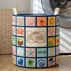 Ocean Creatures Quilted Laundry Hamper printed laundry hamper