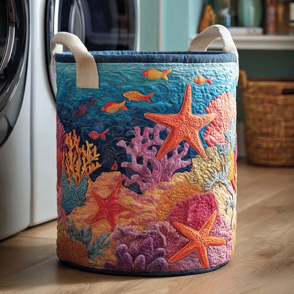 Ocean Drift Quilted Laundry Hamper printed laundry hamper