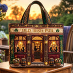 Old Irish Pub Quilted Tote Bag printed tote bag