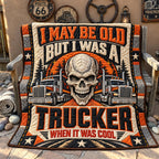 Old School Trucker Quilted Blanket printed blanket