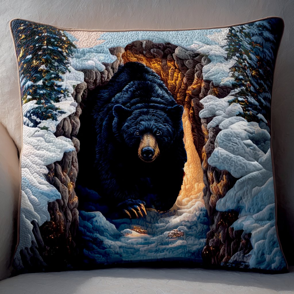 Onyx Bear Den Quilted Cushion Cover printed cushion cover