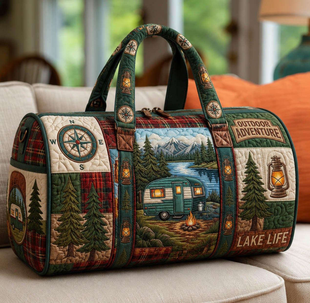 Outdoor Advanture Quilted Duffle Bag printed quilted duffle bag