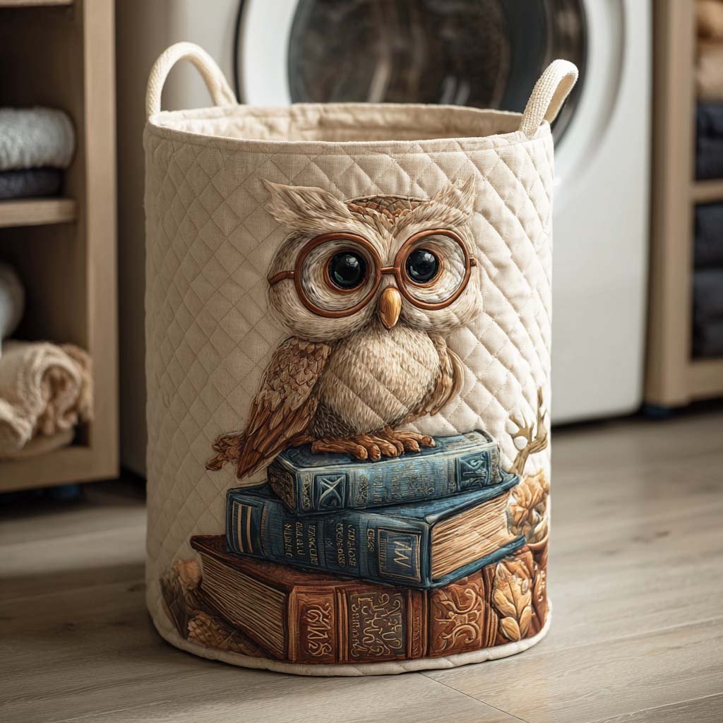 Owl Chapter Quilted Laundry Hamper printed laundry hamper