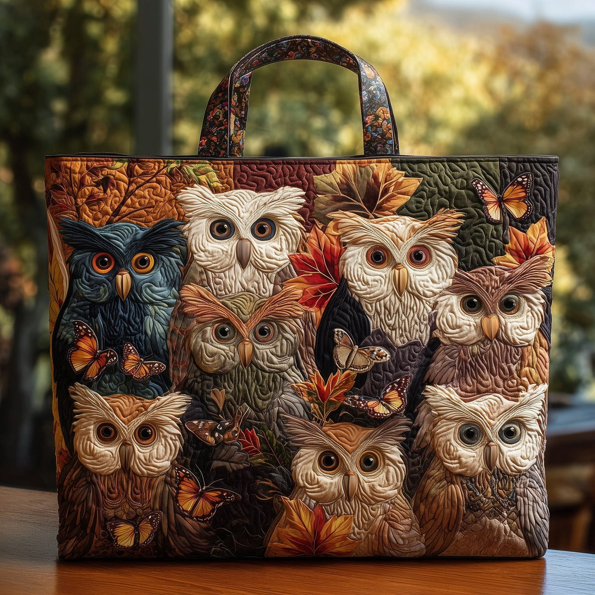 Owl Heaven Quilted Tote Bag printed tote bag