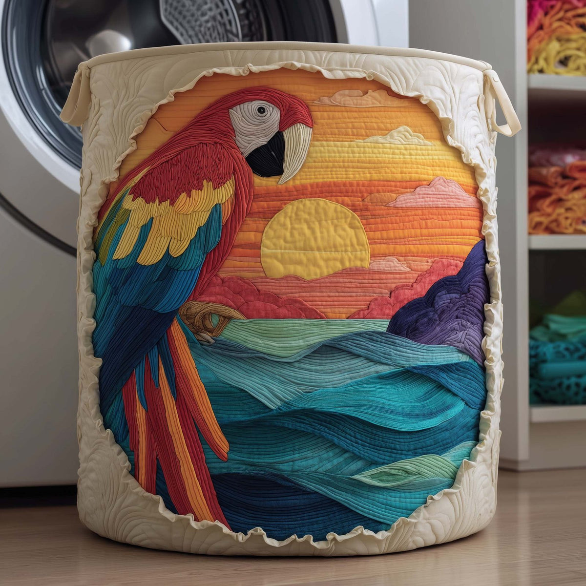 Parrot Paradise Quilted Laundry Hamper printed laundry hamper