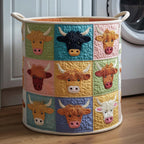 Pastel Highland Quilted Laundry Hamper printed laundry hamper