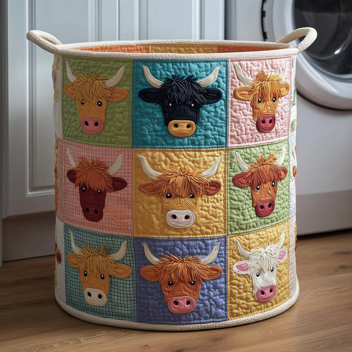 Pastel Highland Quilted Laundry Hamper printed laundry hamper