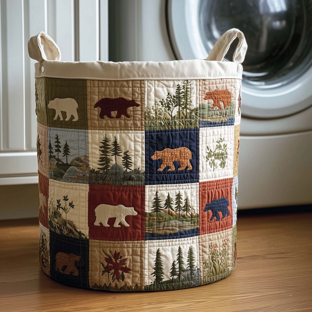 Patchwork Bear Quilted Laundry Hamper printed laundry hamper