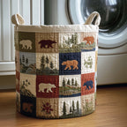 Patchwork Bear Quilted Laundry Hamper printed laundry hamper