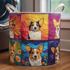 Patchwork Corgi Quilted Laundry Hamper printed laundry hamper