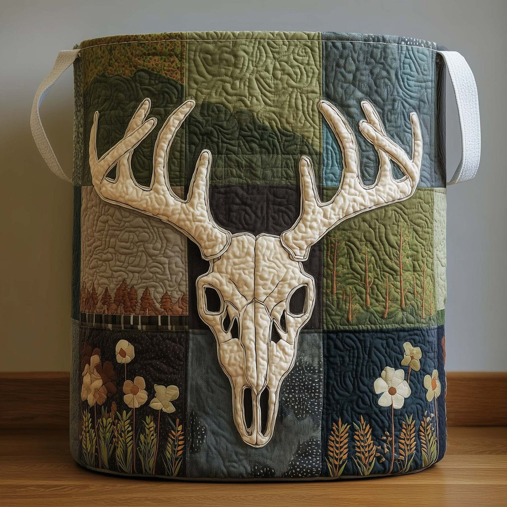 Patchwork Deer Quilted Laundry Hamper printed laundry hamper
