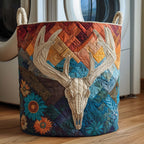 Patchwork Deer Quilted Laundry Hamper printed laundry hamper