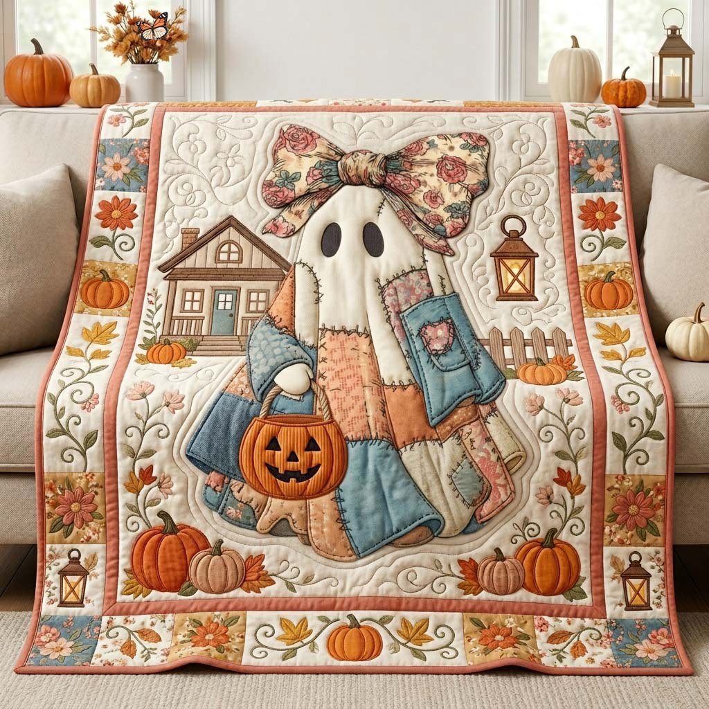 Patchwork Ghost Garden Quilted Blanket printed blanket