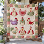 Patchwork Hen Grid Quilted Blanket printed blanket