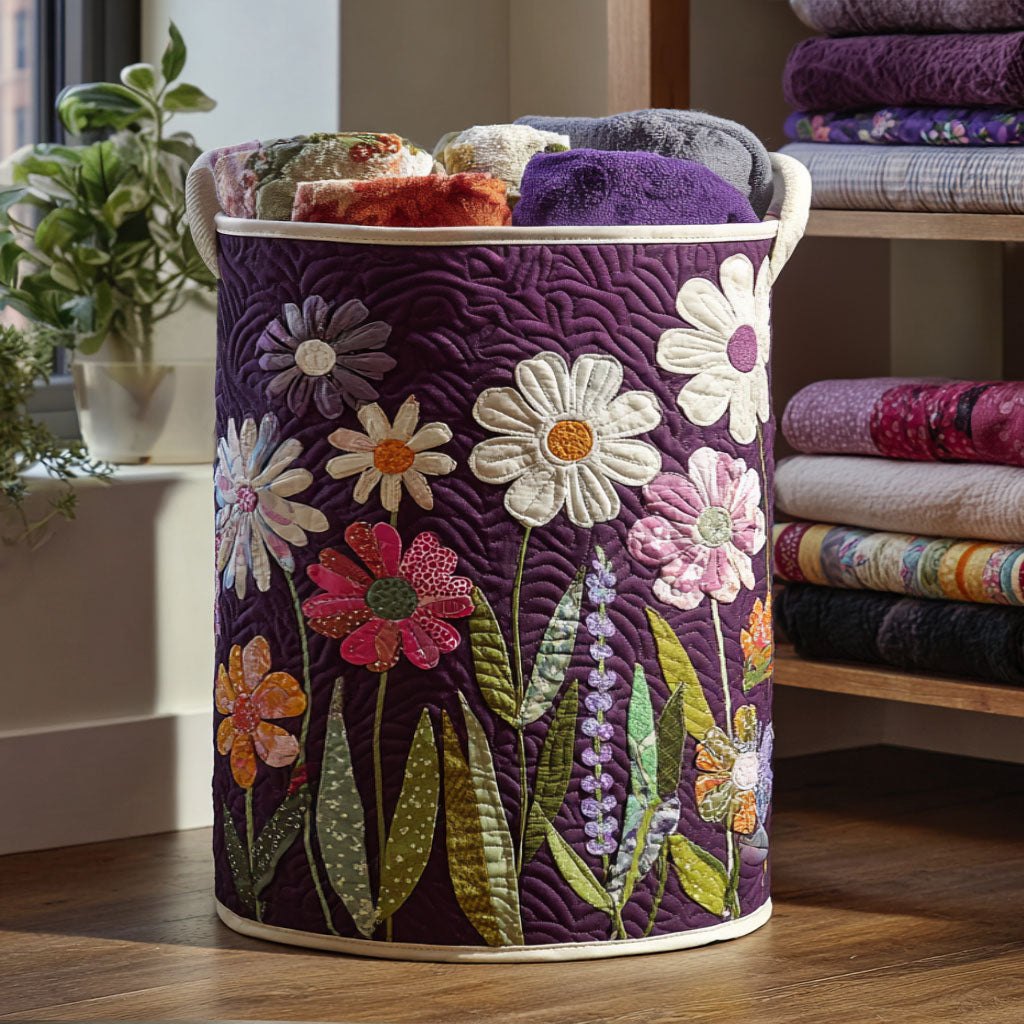 Patchwork Petals Quilted Laundry Hamper printed laundry hamper