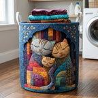 Patchwork Purrs Quilted Laundry Hamper printed laundry hamper