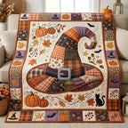 Patchwork Witch Hat Quilted Blanket printed blanket