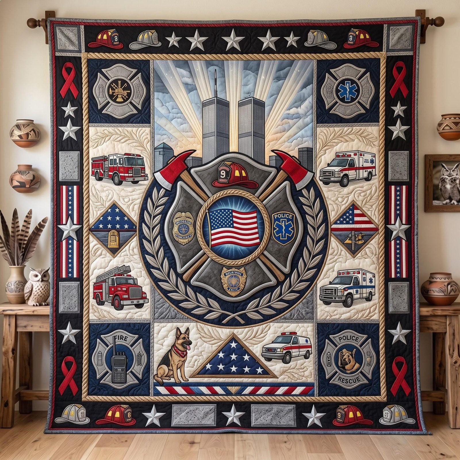 Patriot Day Quilted Blanket printed quilt blanket