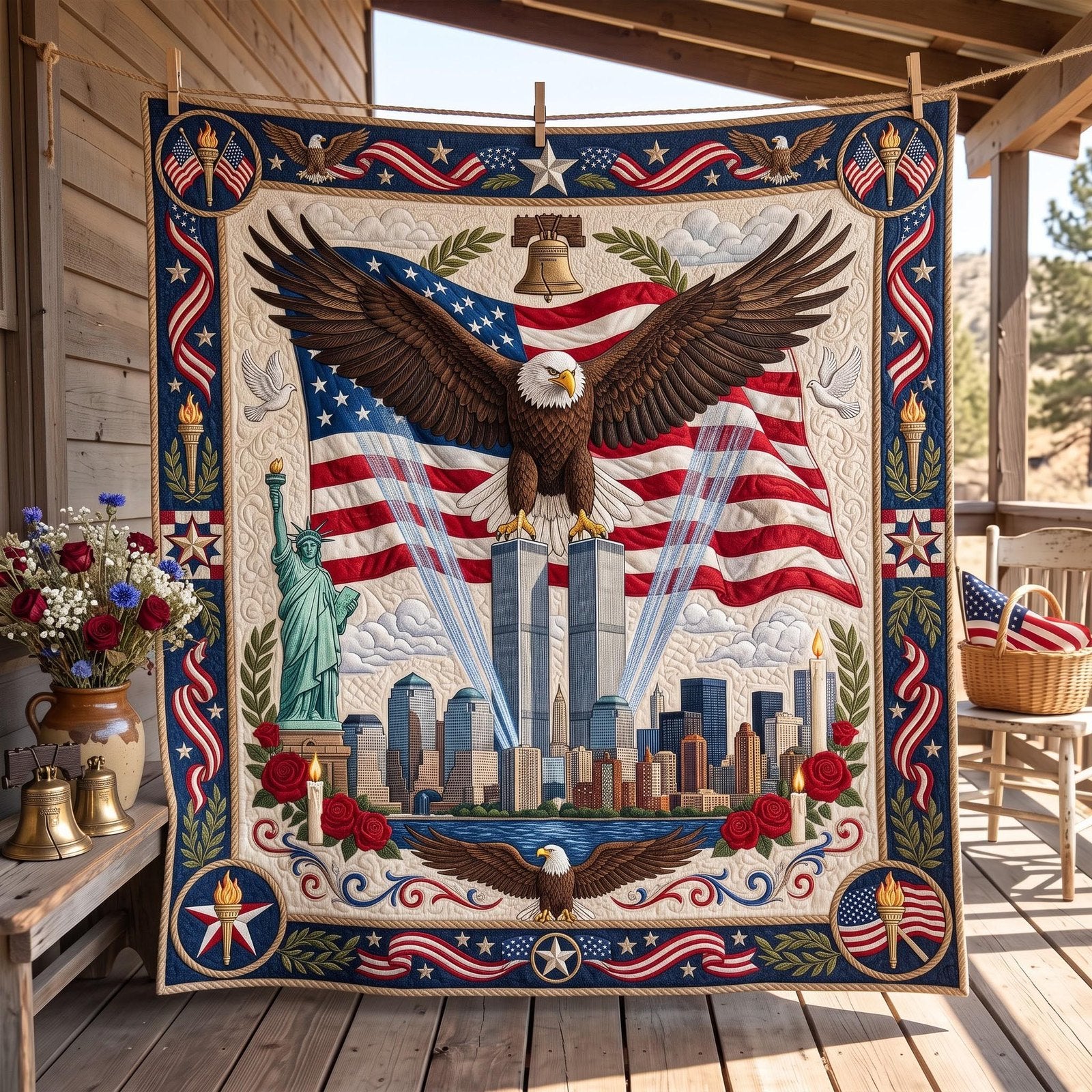 Patriot Day Quilted Blanket printed quilt blanket