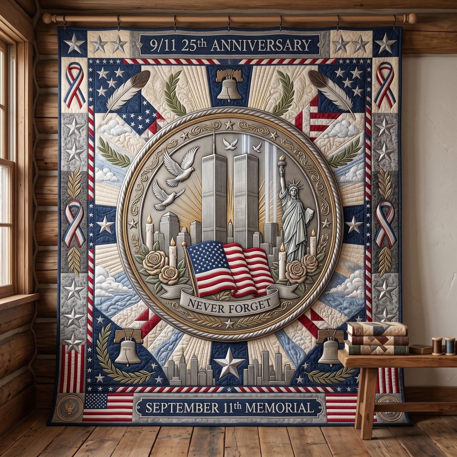 Patriot Day Quilted Blanket printed quilt blanket