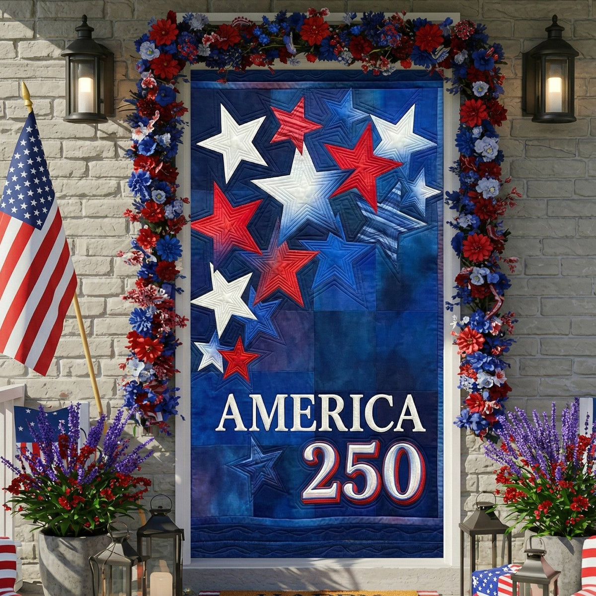 Patriotic Burst Quilted Door Curtain printed door curtain
