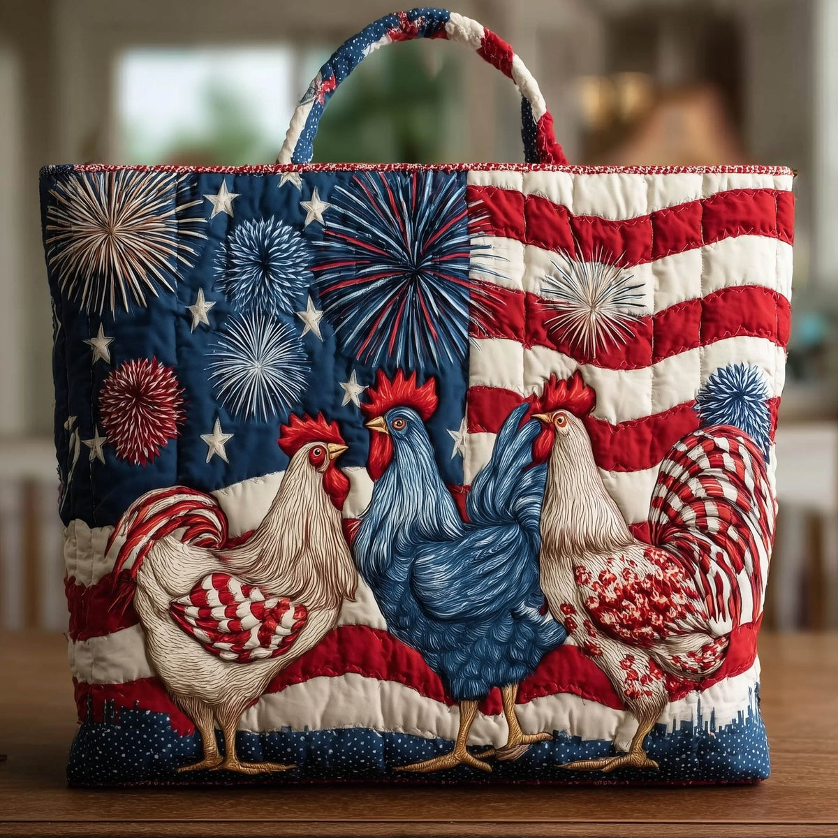 Patriotic Peckers Quilted Tote Bag printed tote bag