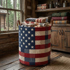 Patriotic Prairie Star Quilted Laundry Hamper printed laundry hamper