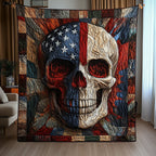 Patriotic Skull Quilted Blanket printed blanket