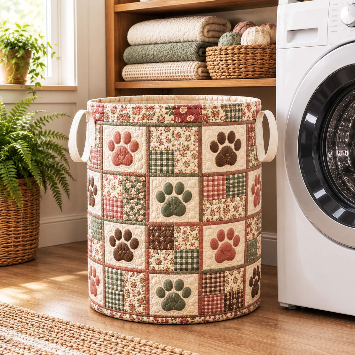 Paw Print Patchwork printed laundry hamper