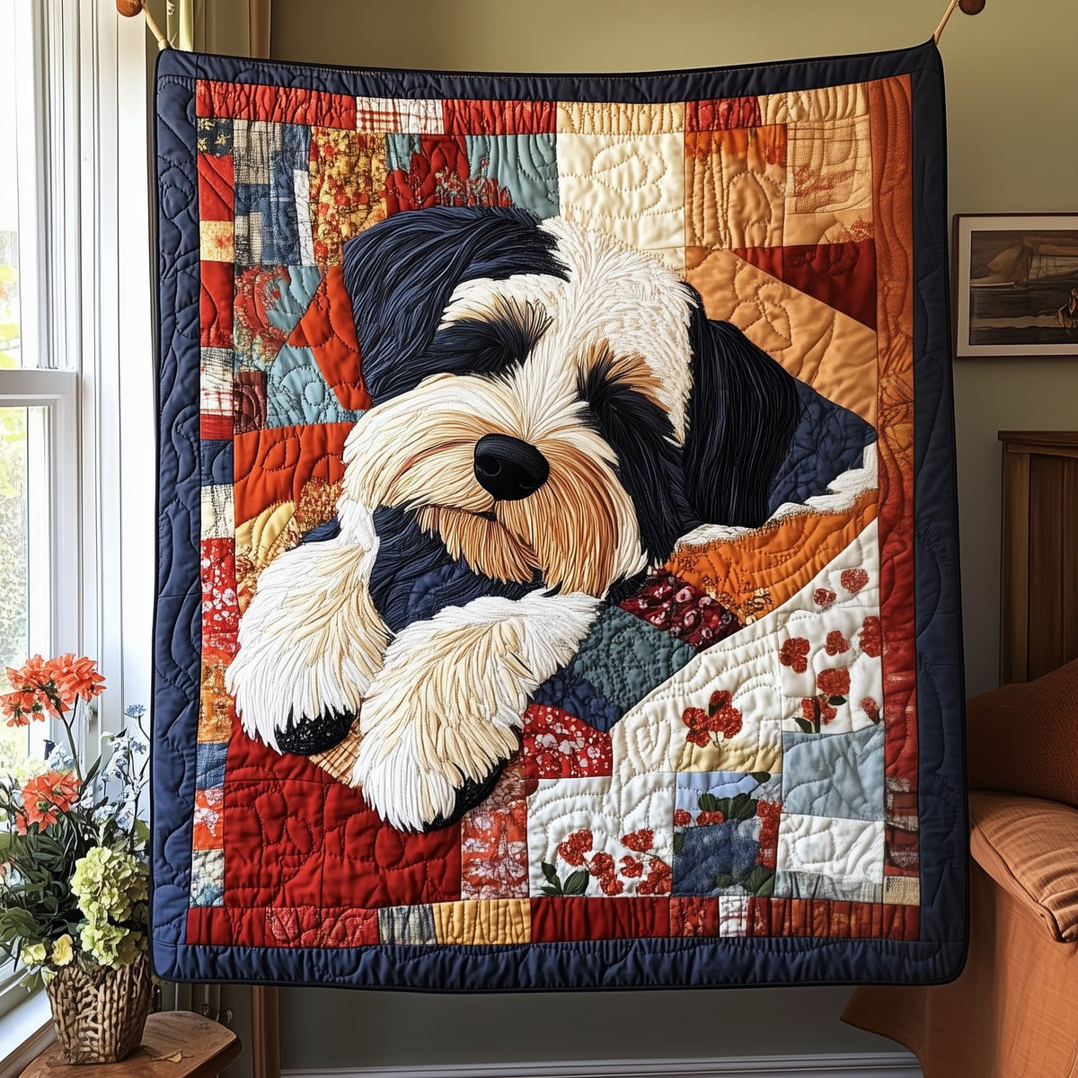 Pawfect Rest Schnauzer Quilted Blanket printed blanket