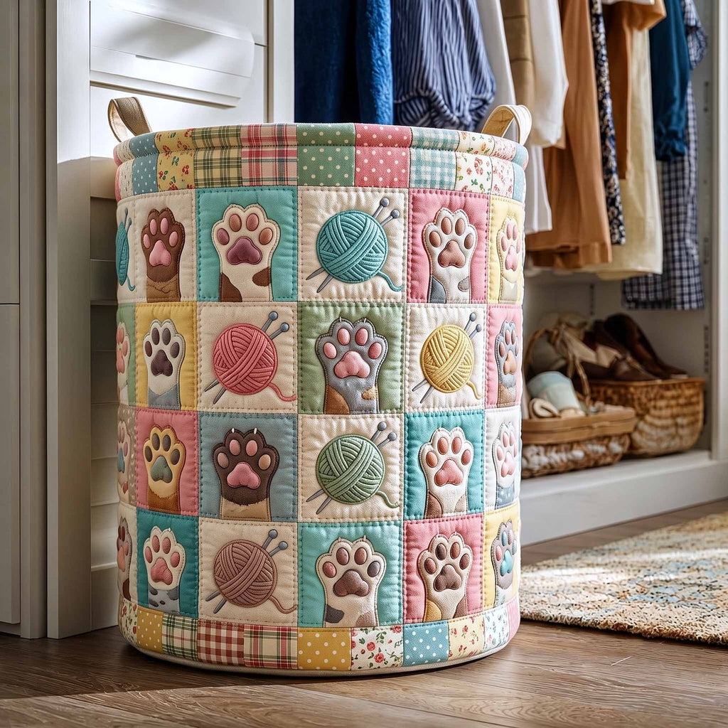 Paws And Purrs Quilted Laundry Hamper printed laundry hamper
