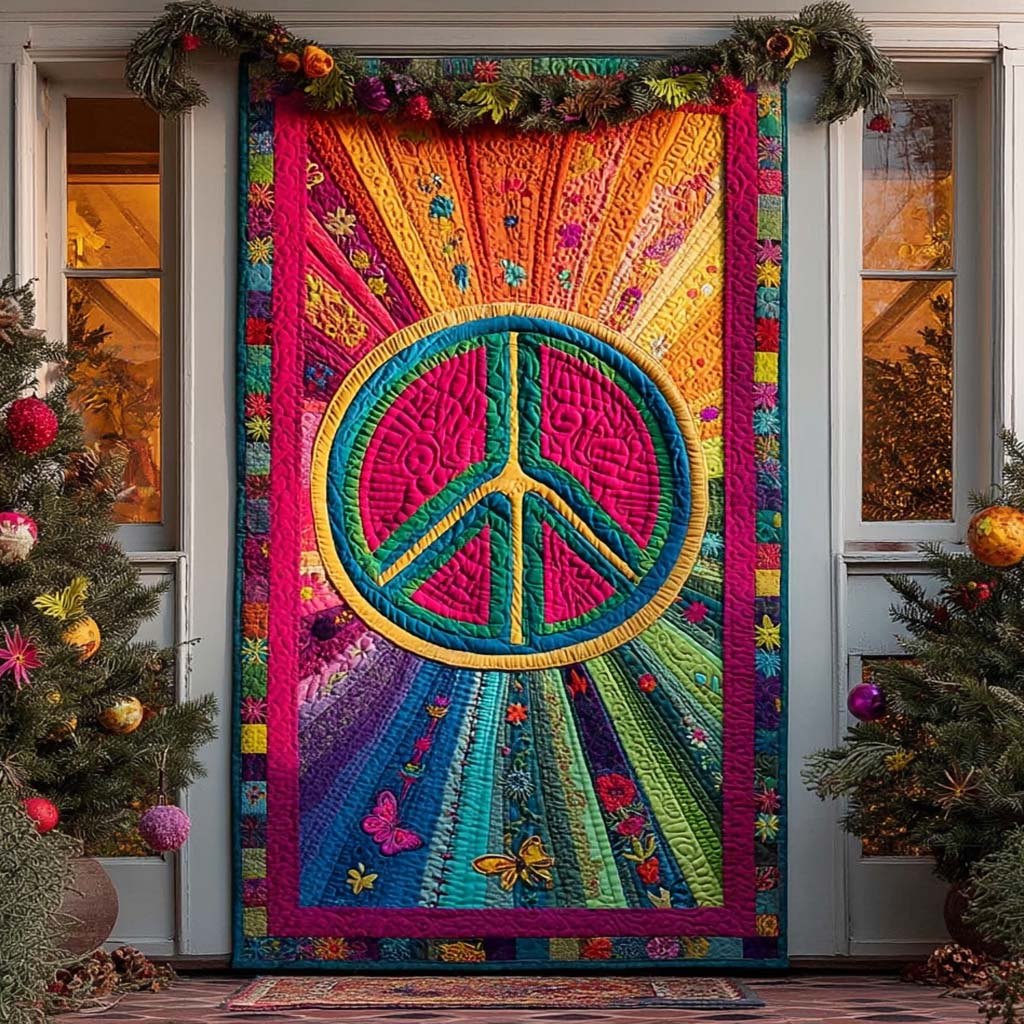 Peace Bloom Quilted Door Curtain printed door curtain