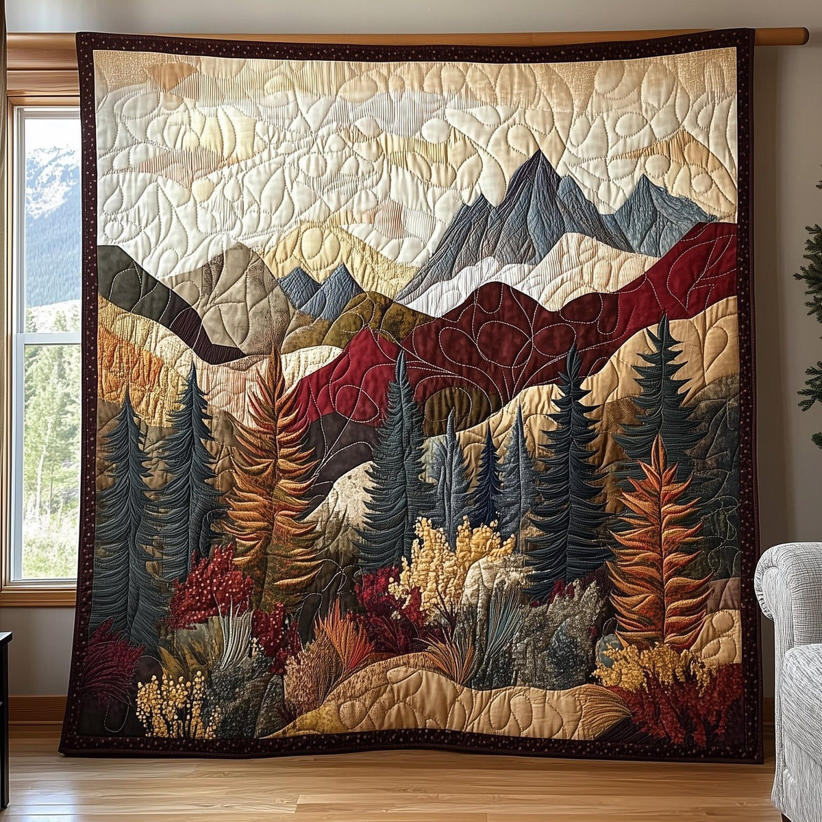 Peaceful Mountain Quilted Blanket printed blanket
