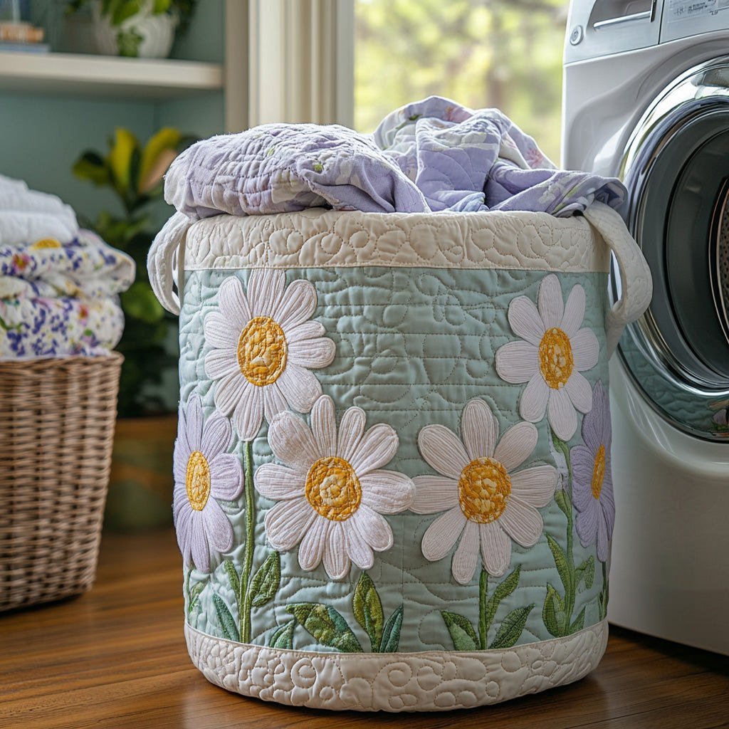 Petal Path Quilted Laundry Hamper printed laundry hamper