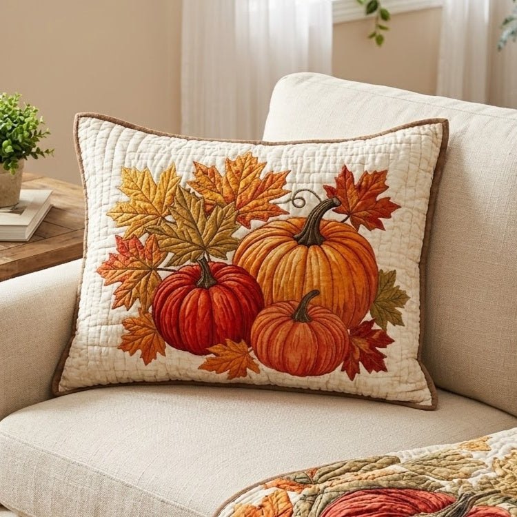 Pinecone Harvest Quilted Bedding Pillow Case printed quilted cushion cover