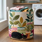 Plant Purrs Quilted Laundry Hamper printed laundry hamper