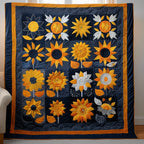 Playful Sunflowers Quilted Blanket printed blanket