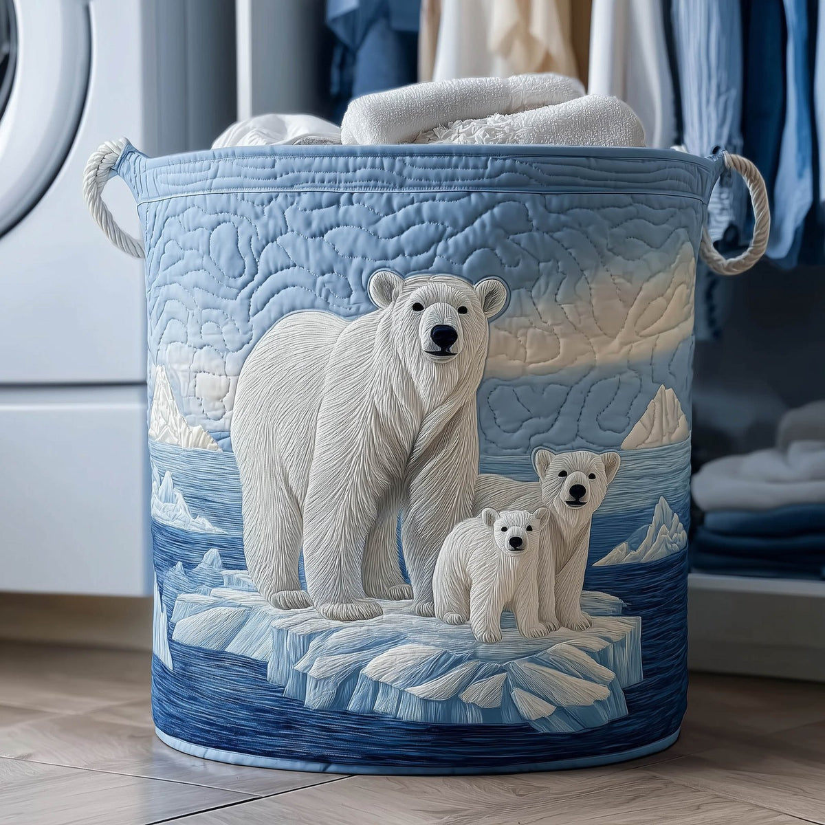 Polar Cub Quilted Laundry Hamper printed laundry hamper