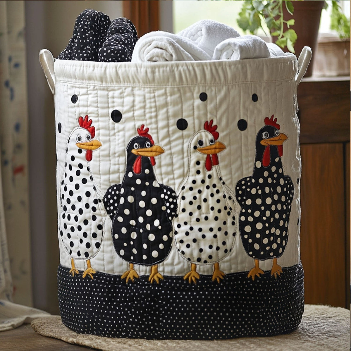 Polka Dot Peckers Quilted Laundry Hamper printed laundry hamper