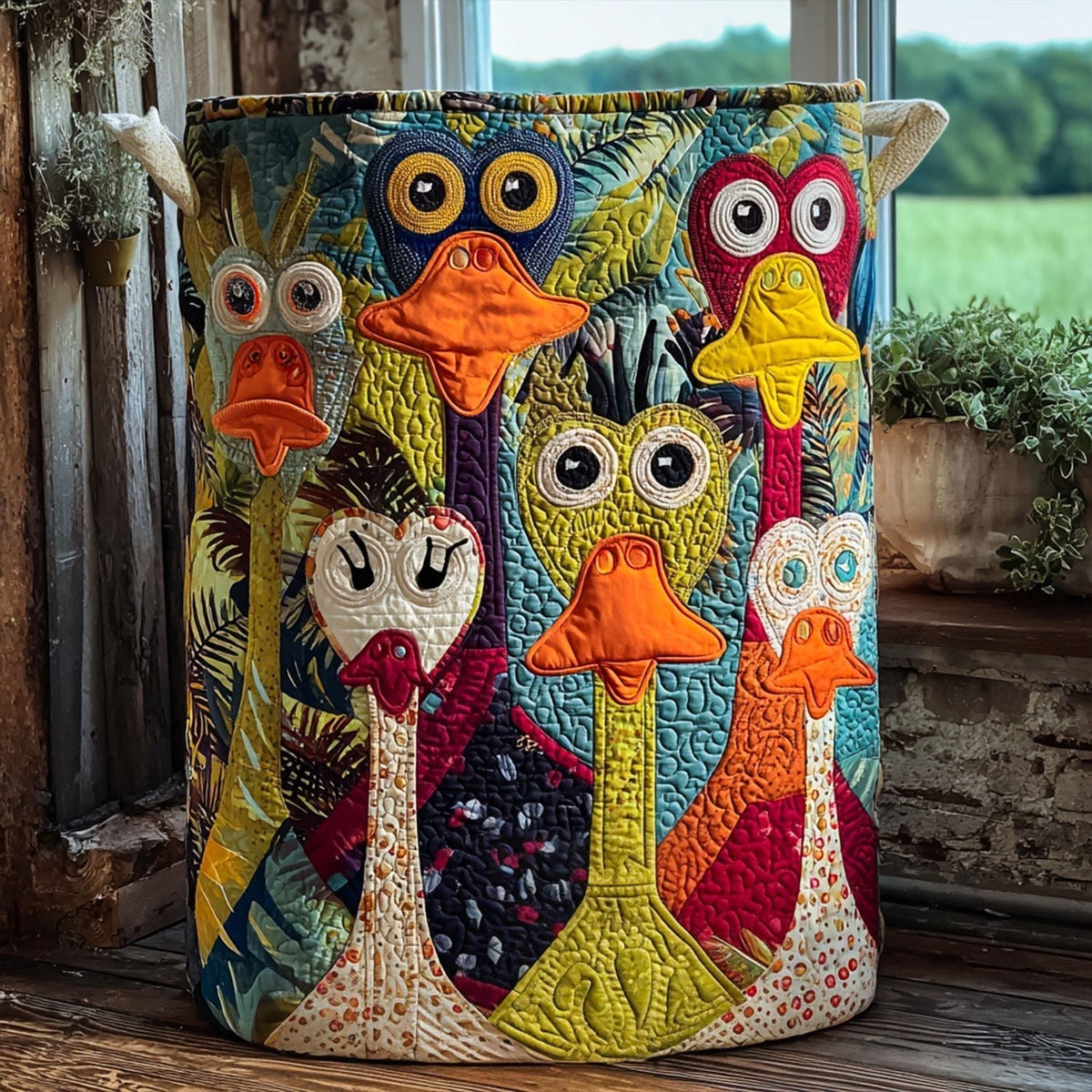 Pond Party Quilted Laundry Hamper printed laundry hamper
