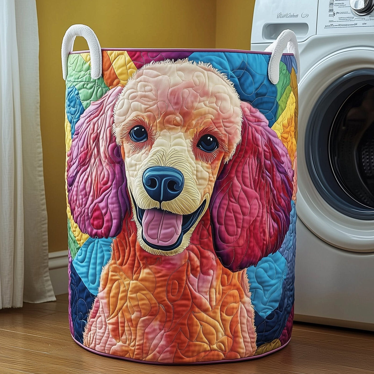 Poodle Charm Quilted Laundry Hamper printed laundry hamper