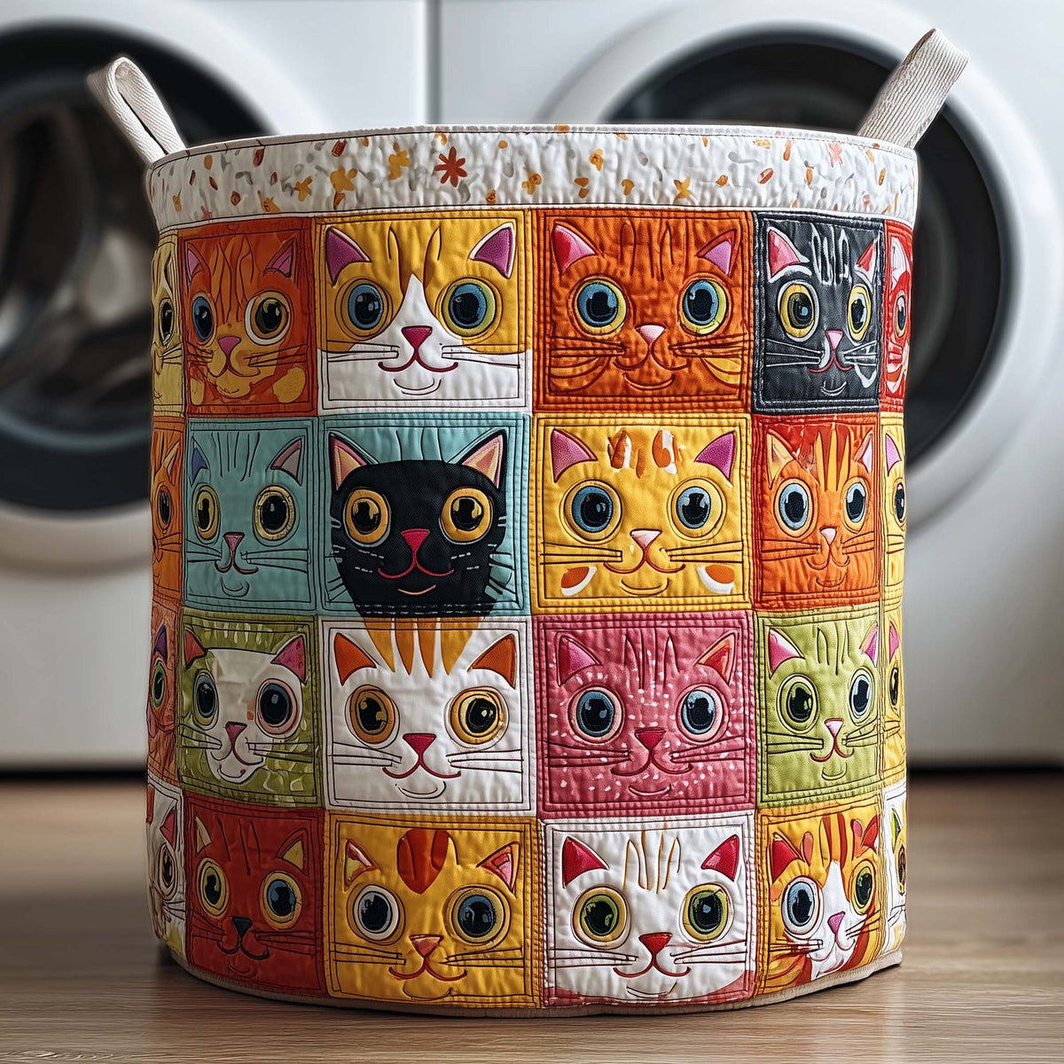Pop Cats Quilted Laundry Hamper printed laundry hamper