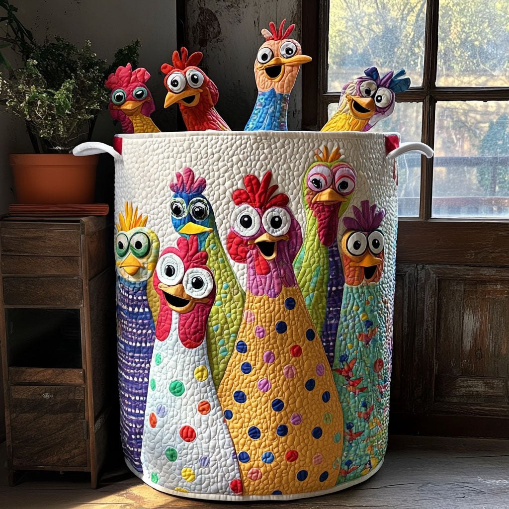Poultry Parade Quilted Laundry Hamper printed laundry hamper