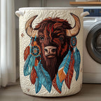 Prairie Bison Quilted Laundry Hamper printed laundry hamper