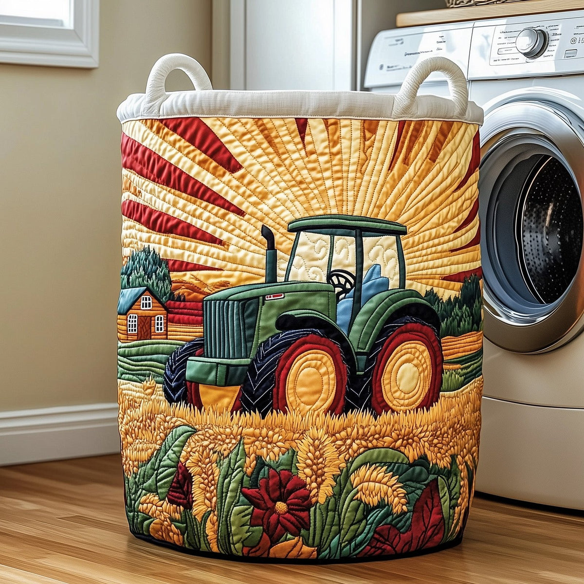 Prairie Breeze Quilted Laundry Hamper printed laundry hamper