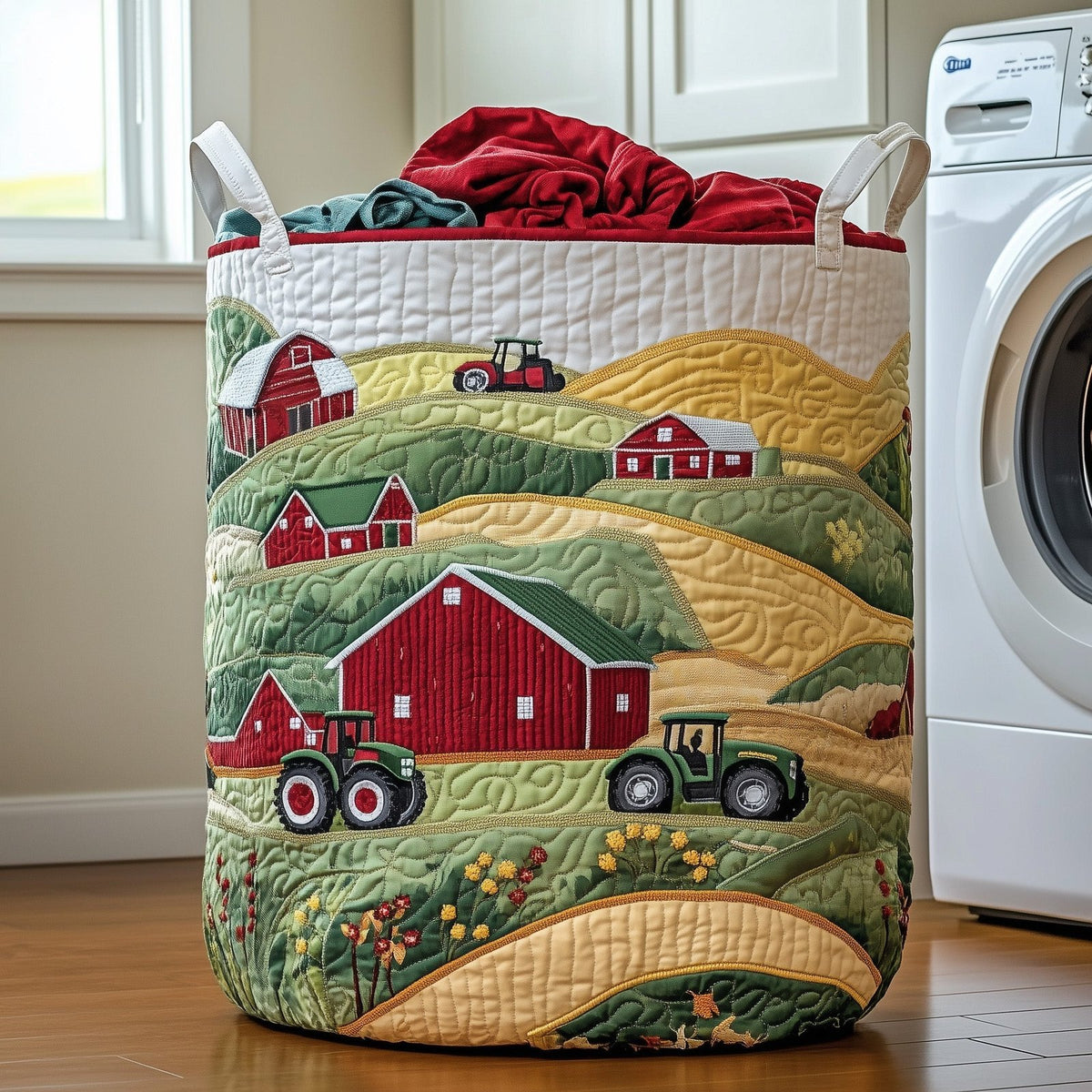 Prairie Breeze Quilted Laundry Hamper printed laundry hamper