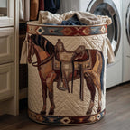 Prairie Horse Quilted Laundry Hamper printed laundry hamper
