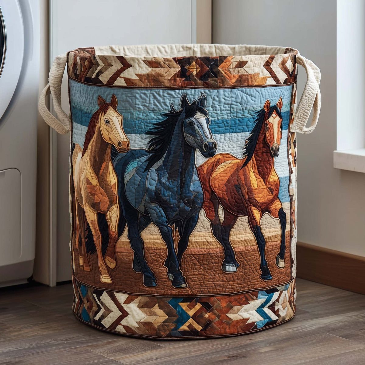 Prairie Trio Quilted Laundry Hamper printed laundry hamper