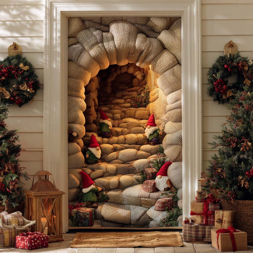 Present Delivery Gnome Quilted Door Curtain printed door curtain